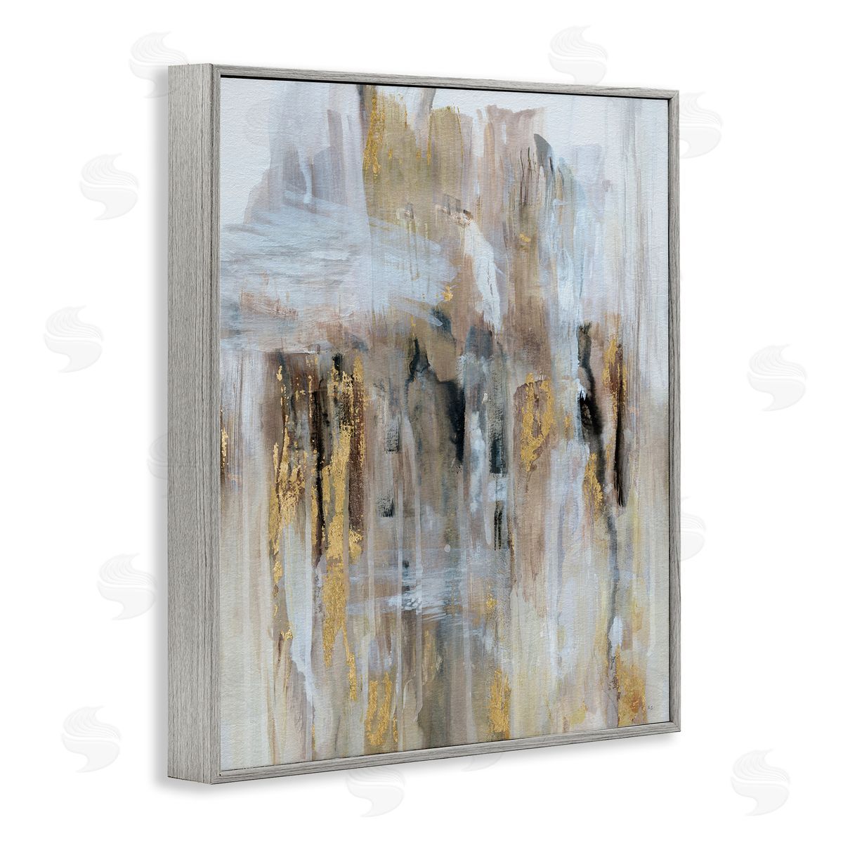 Abstract Paint with Glam Accents Grey Frame Print Wall Art, Home Decor by Susan Jill