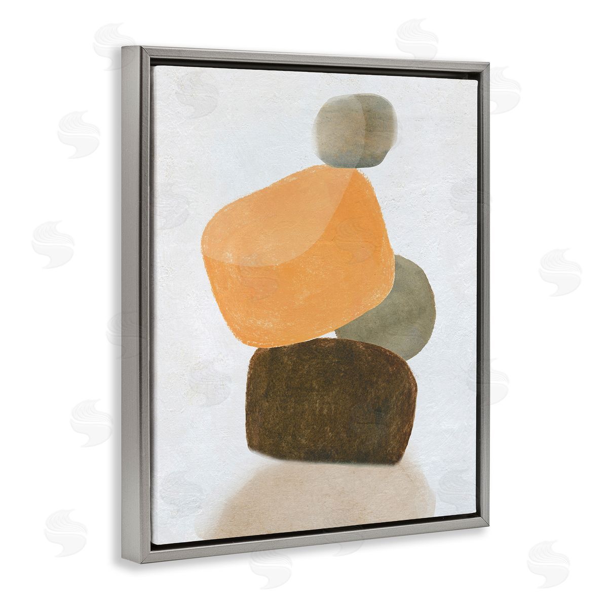 Orange and Grey Rocks Grey Floating Frame Canvas Wall Art, Home Decor by Carol Robinson
