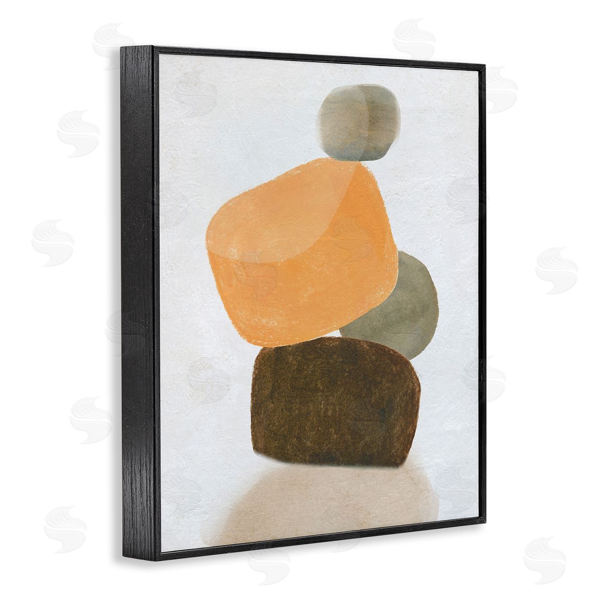 Orange and Grey Rocks Black Frame Print Wall Art, Home Decor by Carol Robinson
