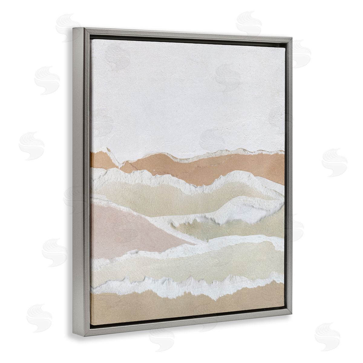 Collaged Dessert Hills Grey Floating Frame Canvas Wall Art, Home Decor by Carol Robinson