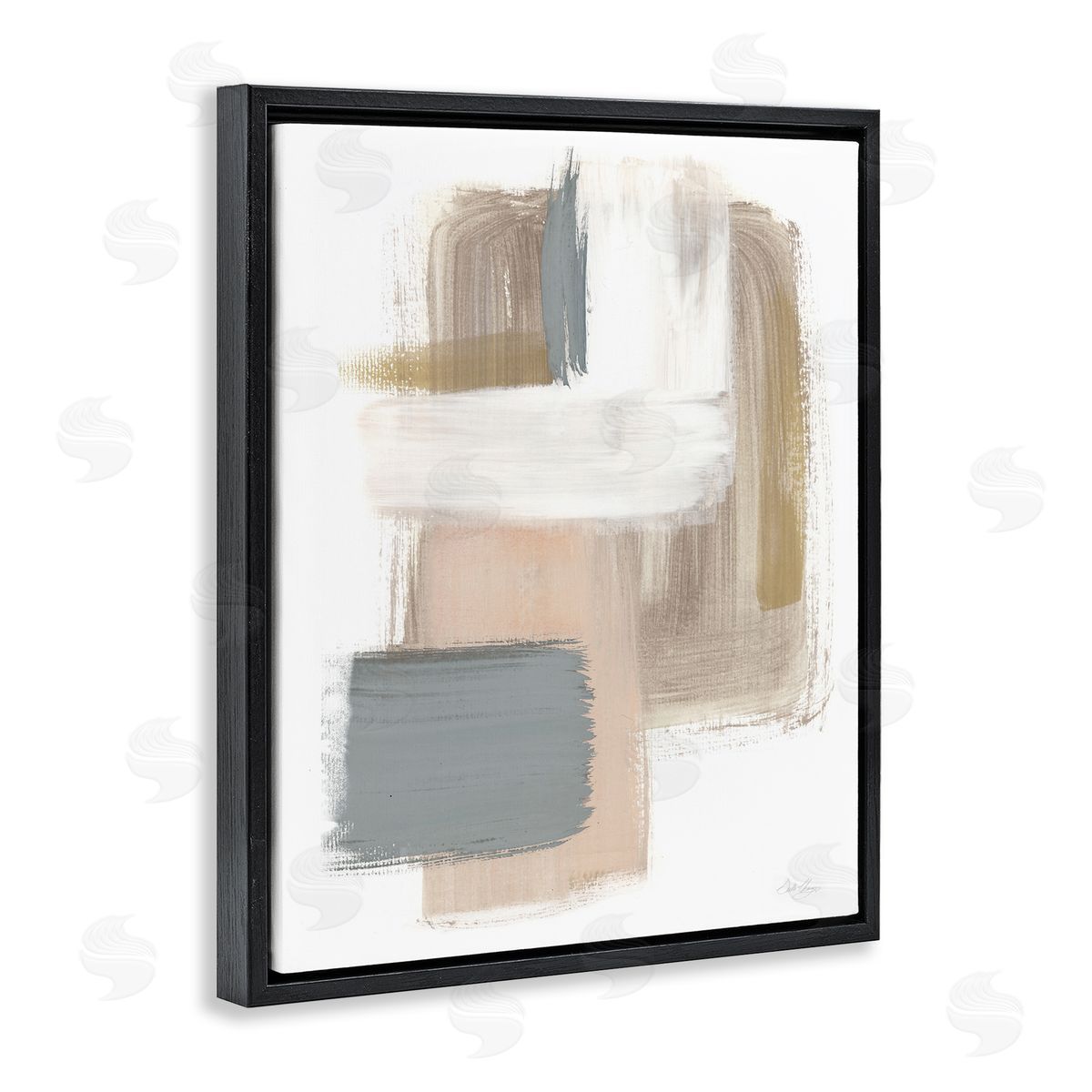 Neutral Paint Strokes Black Floating Frame Canvas Wall Art, Home Decor by Stella Chang