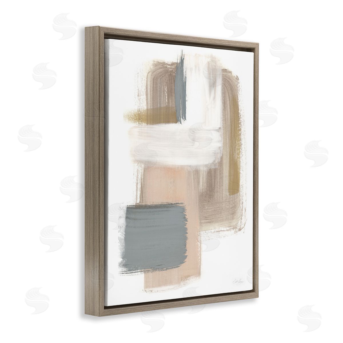 Neutral Paint Strokes Brown Floating Frame Canvas Wall Art, Home Decor by Stella Chang