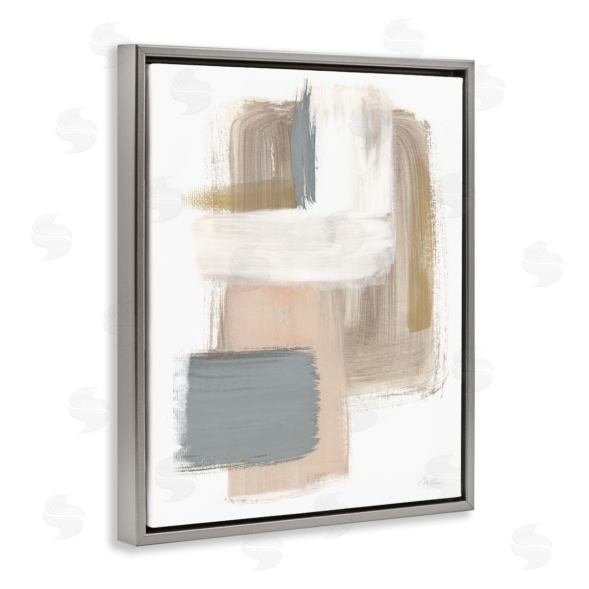 Neutral Paint Strokes Grey Floating Frame Canvas Wall Art, Home Decor by Stella Chang