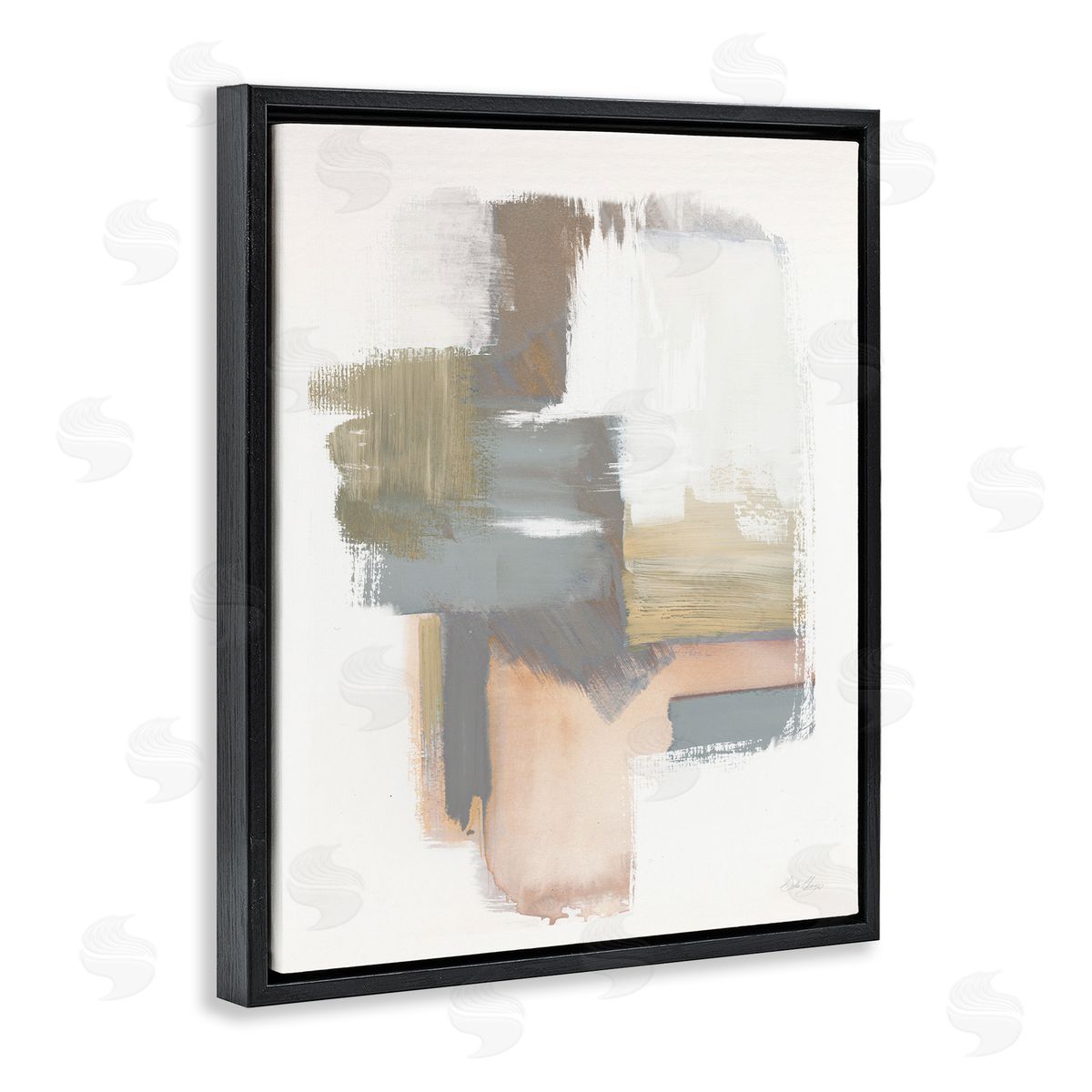 Distorted Paint Strokes Black Floating Frame Canvas Wall Art, Home Decor by Stella Chang