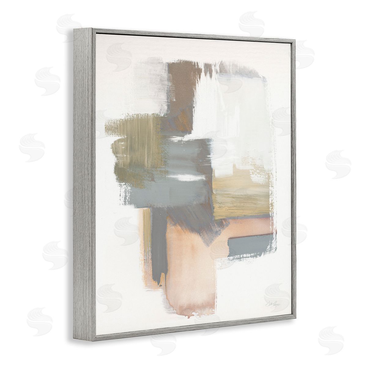 Distorted Paint Strokes Grey Frame Print Wall Art, Home Decor by Stella Chang