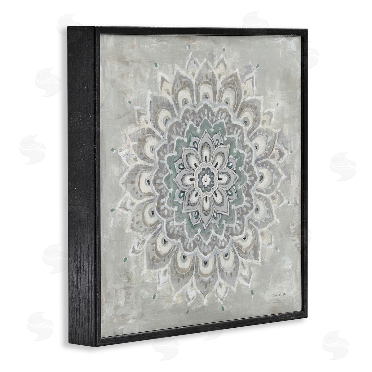 Gentle Mandala Flower Black Frame Print Wall Art, Home Decor by Danhui Nai
