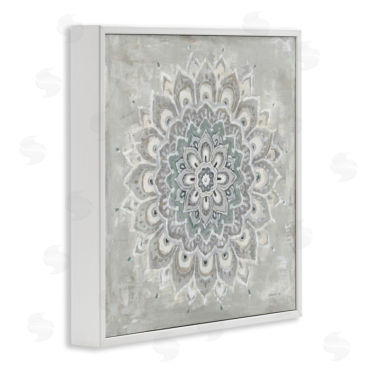 Gentle Mandala Flower White Frame Print Wall Art, Home Decor by Danhui Nai