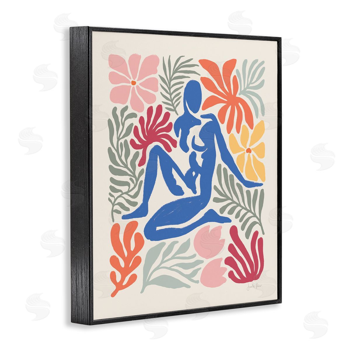 Abstract Garden with Nude Black Frame Print Wall Art, Home Decor by Janelle Penner