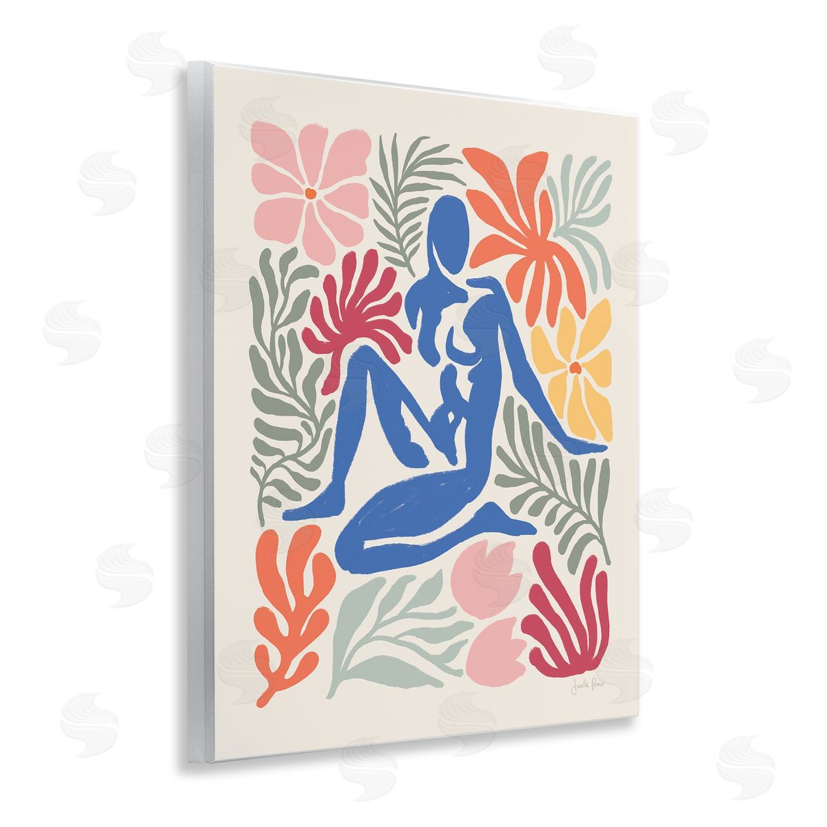 Abstract Garden with Nude Wood Plaque Wall Art, Home Decor by Janelle Penner