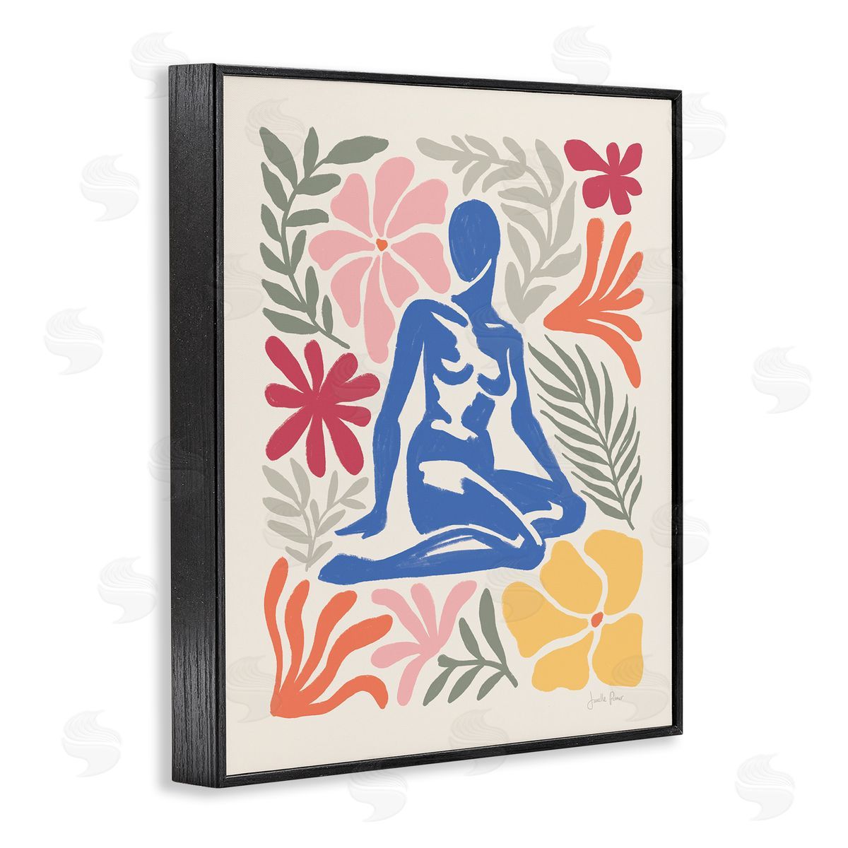 Abstract Garden and Woman Black Frame Print Wall Art, Home Decor by Janelle Penner