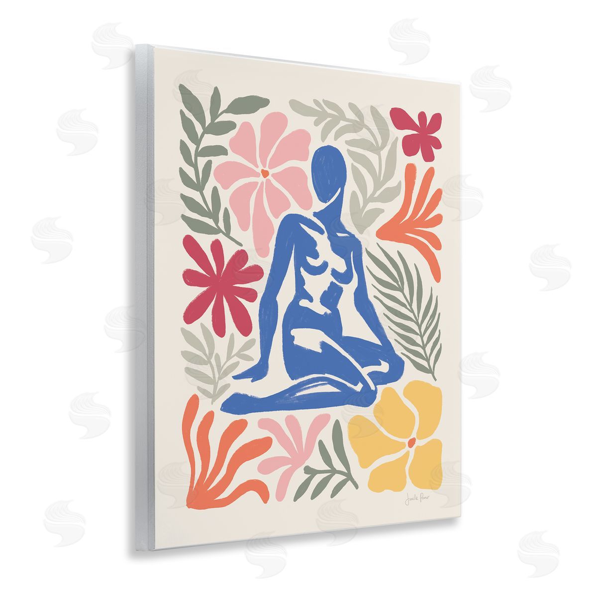 Abstract Garden and Woman Wood Plaque Wall Art, Home Decor by Janelle Penner