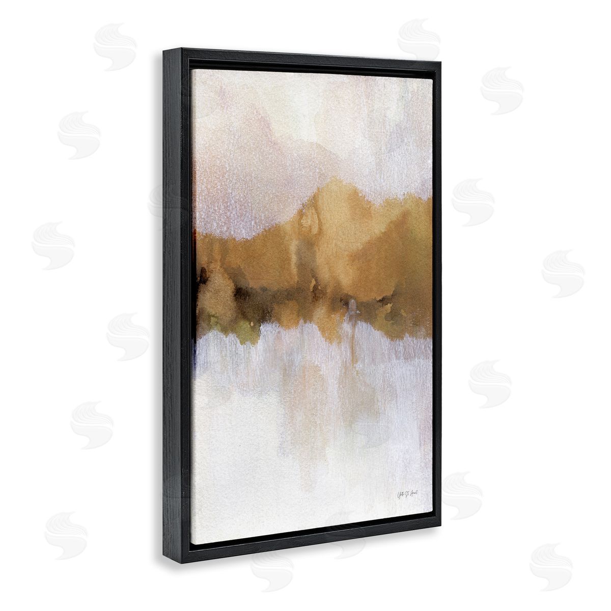Centric Golden Abstract Black Floating Frame Canvas Wall Art, Home Decor by Yvette St. Amant