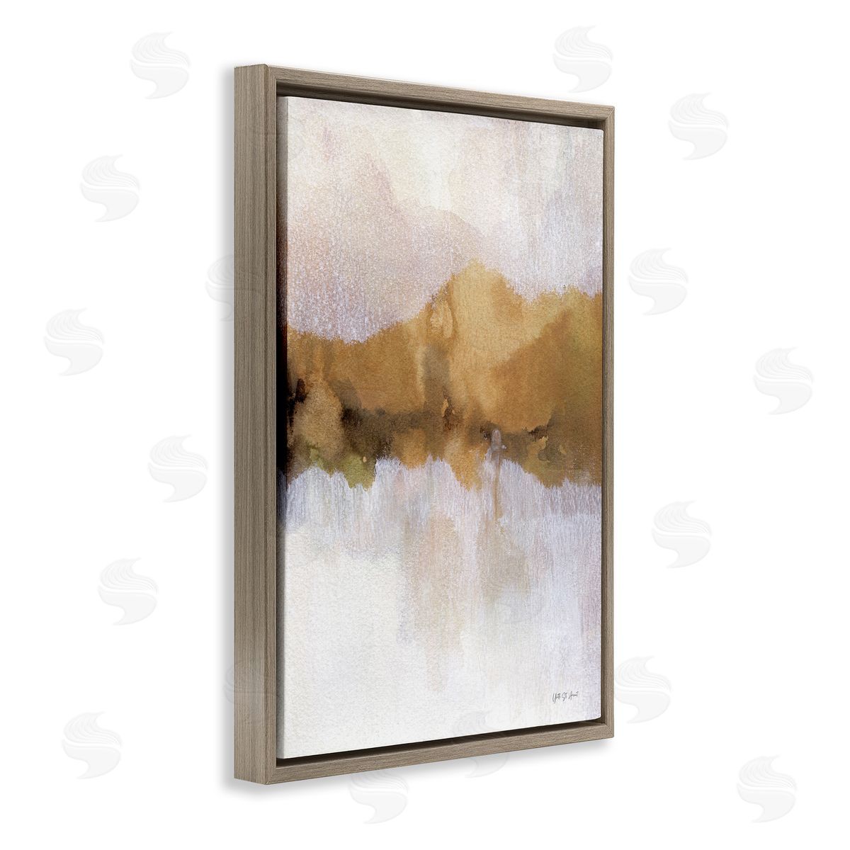 Centric Golden Abstract Brown Floating Frame Canvas Wall Art, Home Decor by Yvette St. Amant