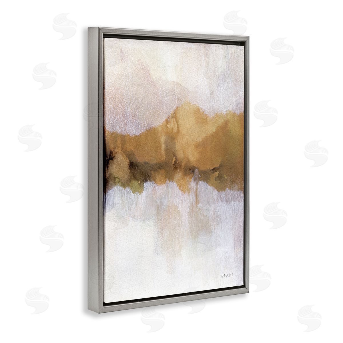 Centric Golden Abstract Grey Floating Frame Canvas Wall Art, Home Decor by Yvette St. Amant