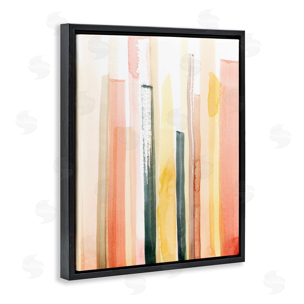 Coral Reach Watercolor Black Floating Frame Canvas Wall Art, Home Decor by Grace Popp