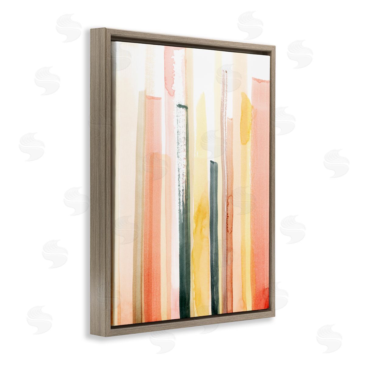 Coral Reach Watercolor Brown Floating Frame Canvas Wall Art, Home Decor by Grace Popp