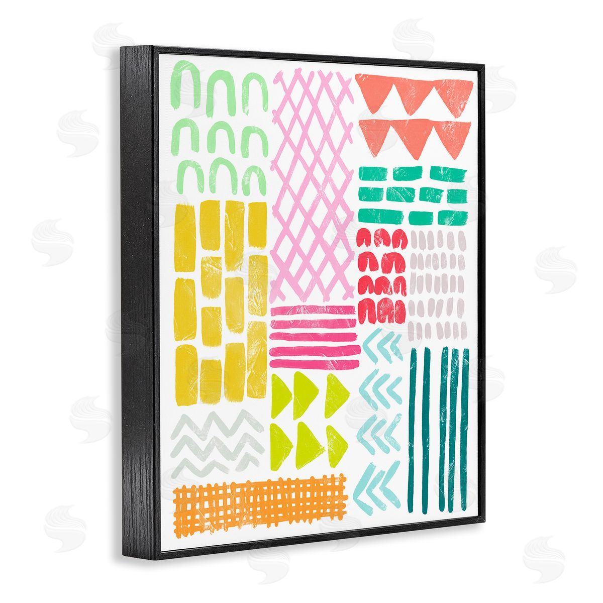 Fun Varied Patterns and Shapes Black Frame Print Wall Art, Home Decor by June Erica Vess
