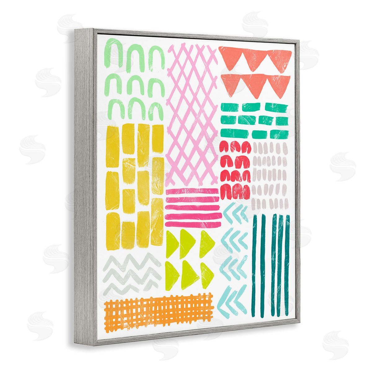 Fun Varied Patterns and Shapes Grey Frame Print Wall Art, Home Decor by June Erica Vess