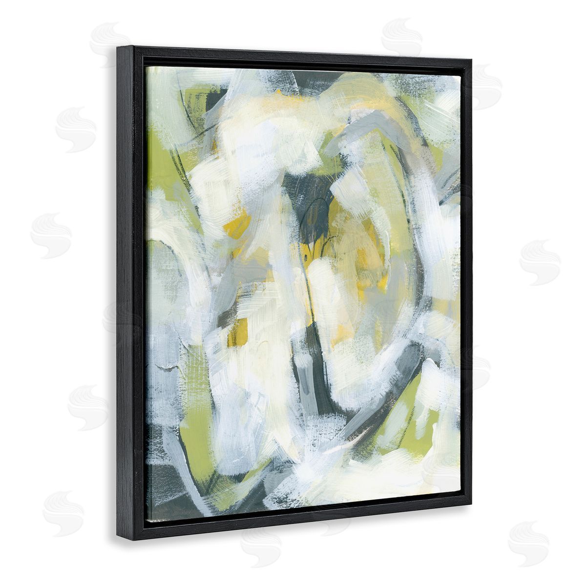 Complex Abstract Distortion Black Floating Frame Canvas Wall Art, Home Decor by June Erica Vess