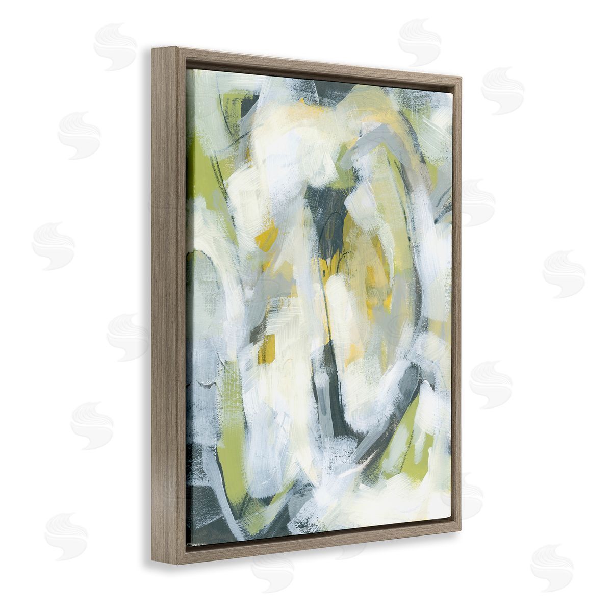 Complex Abstract Distortion Brown Floating Frame Canvas Wall Art, Home Decor by June Erica Vess