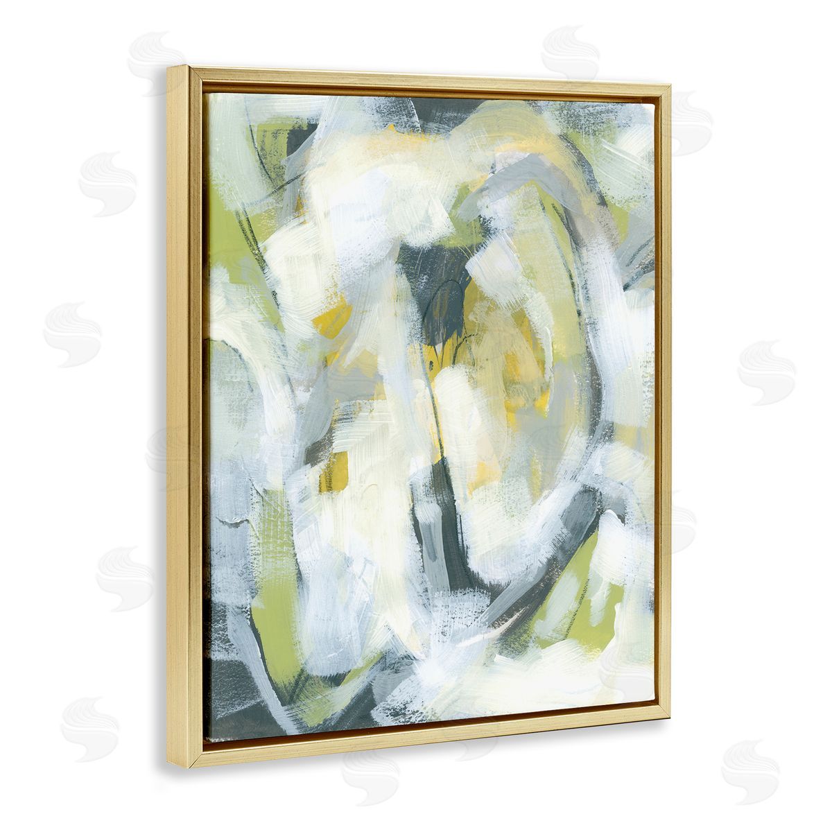 Complex Abstract Distortion Gold Floating Frame Canvas Wall Art, Home Decor by June Erica Vess