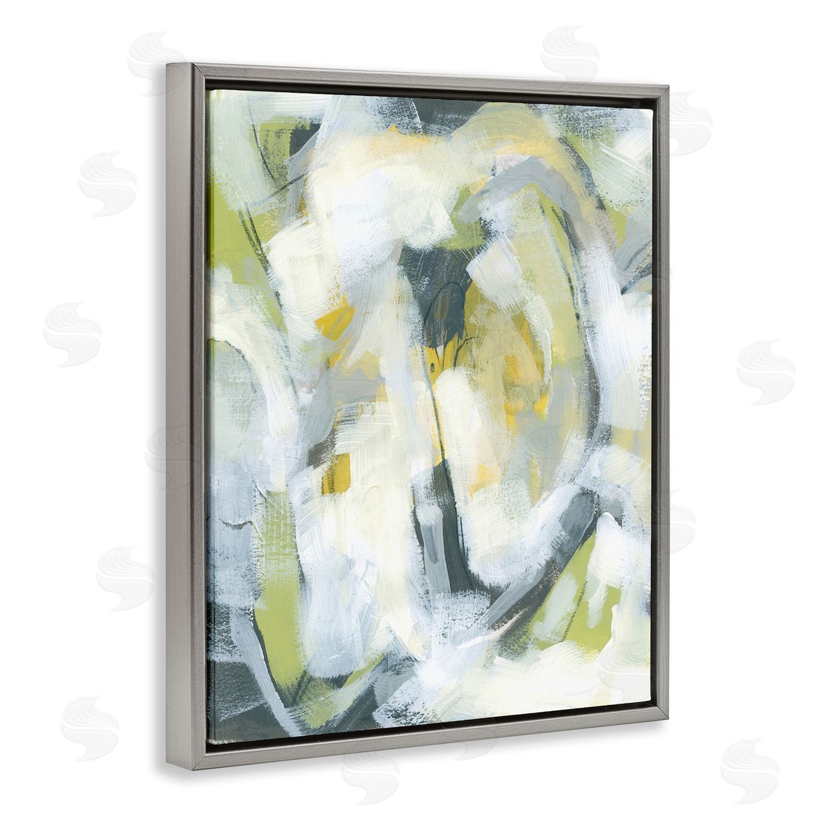 Complex Abstract Distortion Grey Floating Frame Canvas Wall Art, Home Decor by June Erica Vess