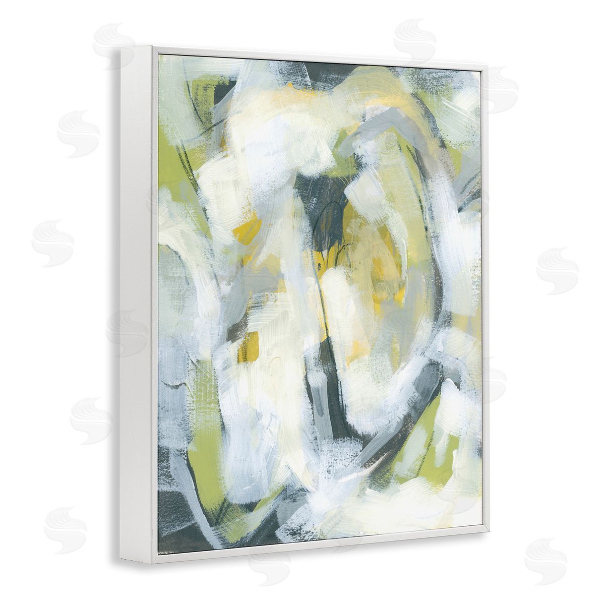 Complex Abstract Distortion White Frame Print Wall Art, Home Decor by June Erica Vess
