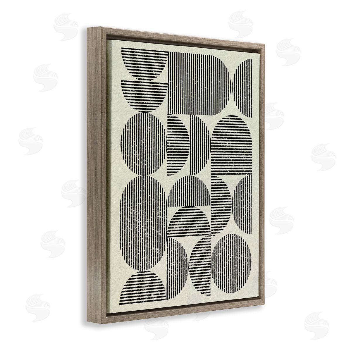 Striped Arches Pattern Brown Floating Frame Canvas Wall Art, Home Decor by Victoria Barnes