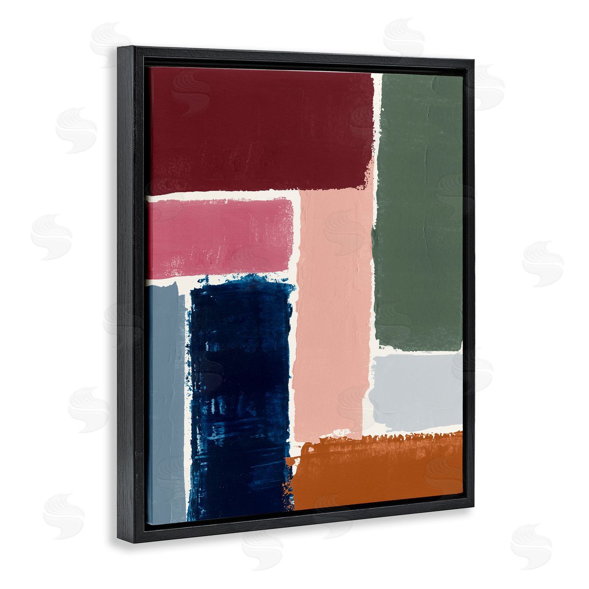 Rectangular Shapes Pattern Black Floating Frame Canvas Wall Art, Home Decor by Victoria Barnes