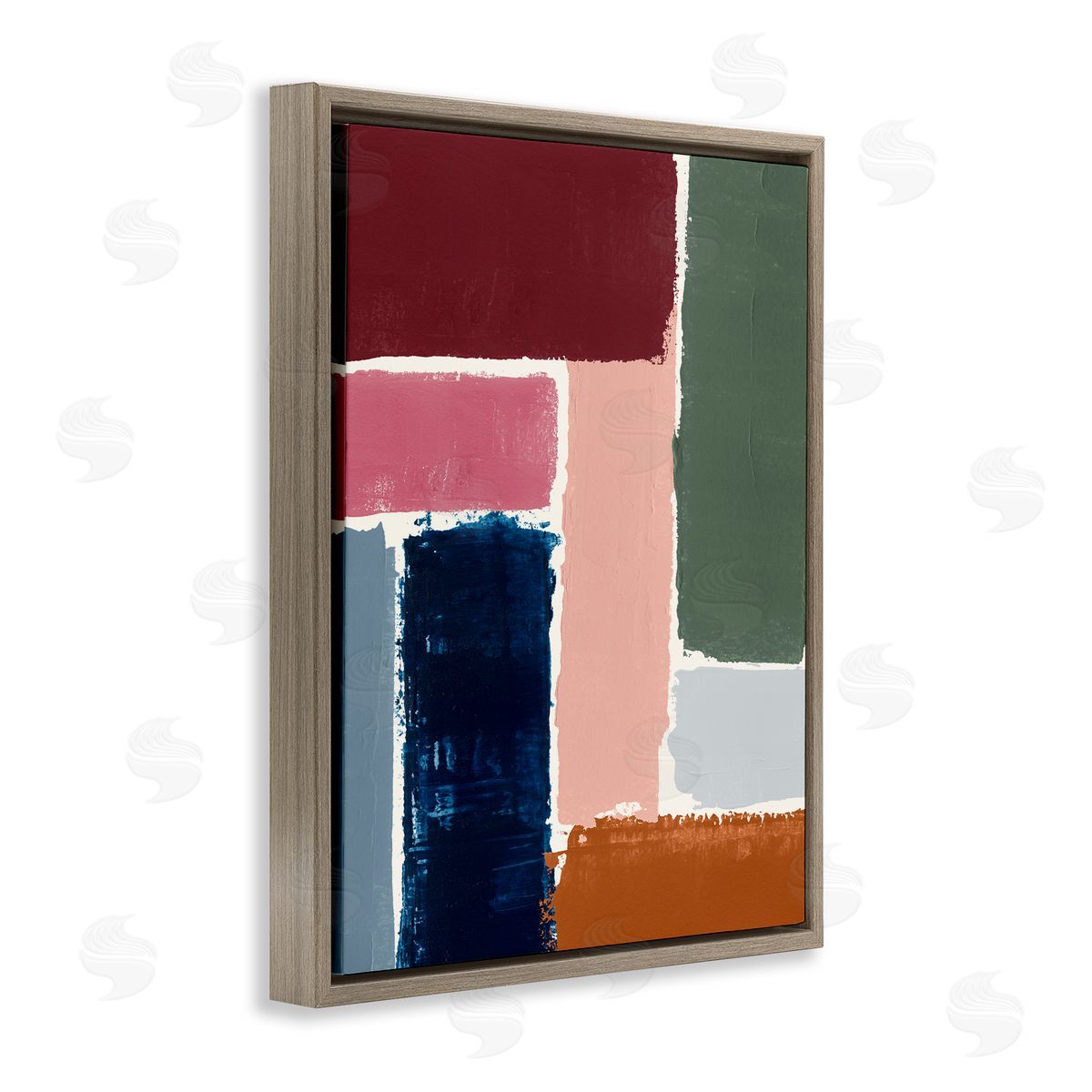 Rectangular Shapes Pattern Brown Floating Frame Canvas Wall Art, Home Decor by Victoria Barnes