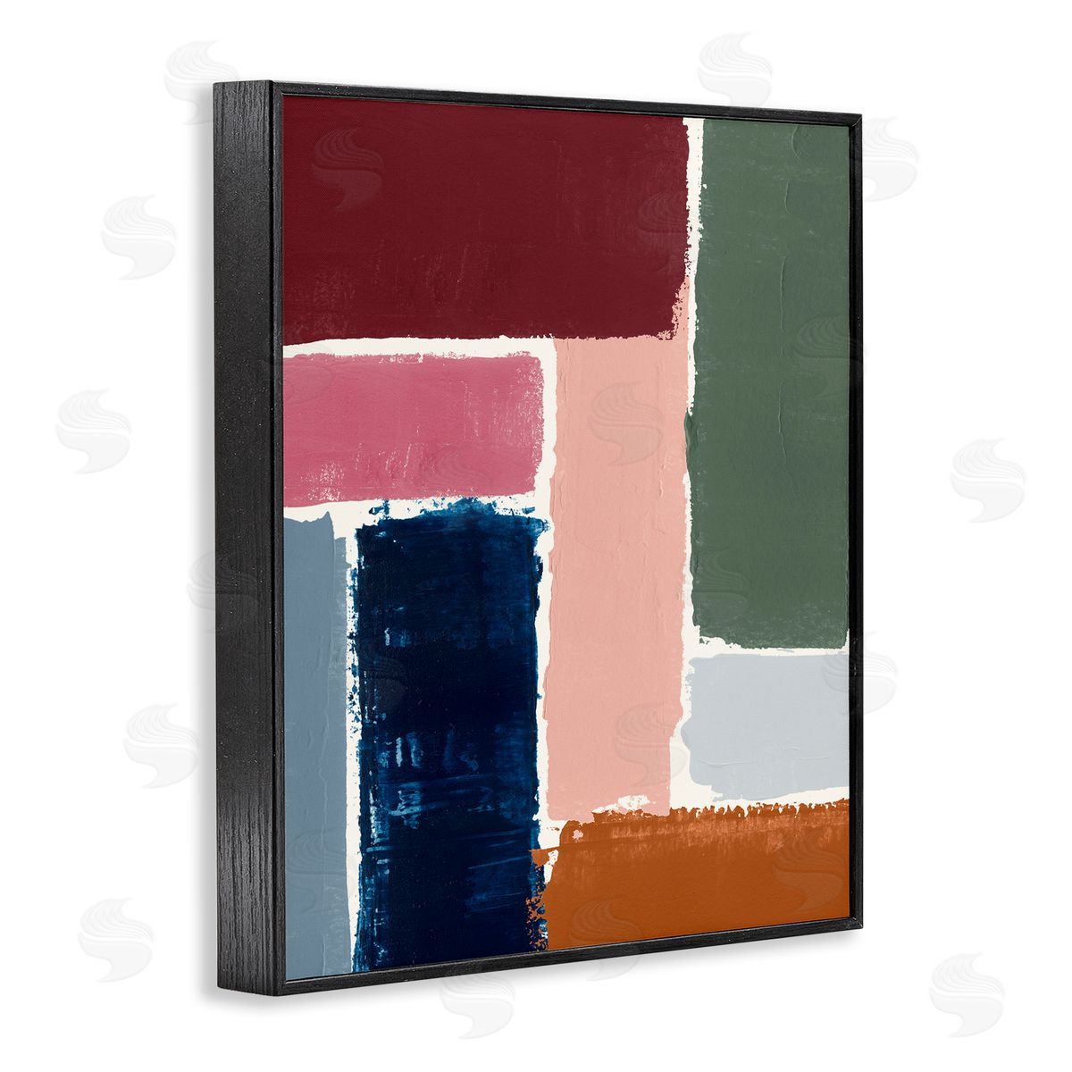 Rectangular Shapes Pattern Black Frame Print Wall Art, Home Decor by Victoria Barnes