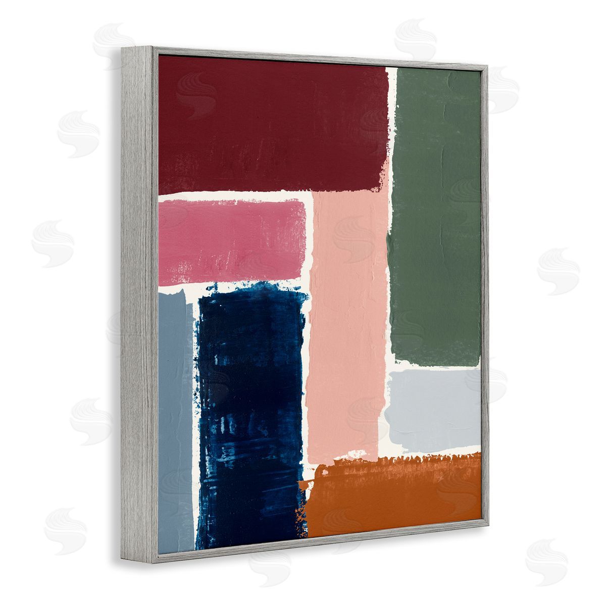 Rectangular Shapes Pattern Grey Frame Print Wall Art, Home Decor by Victoria Barnes