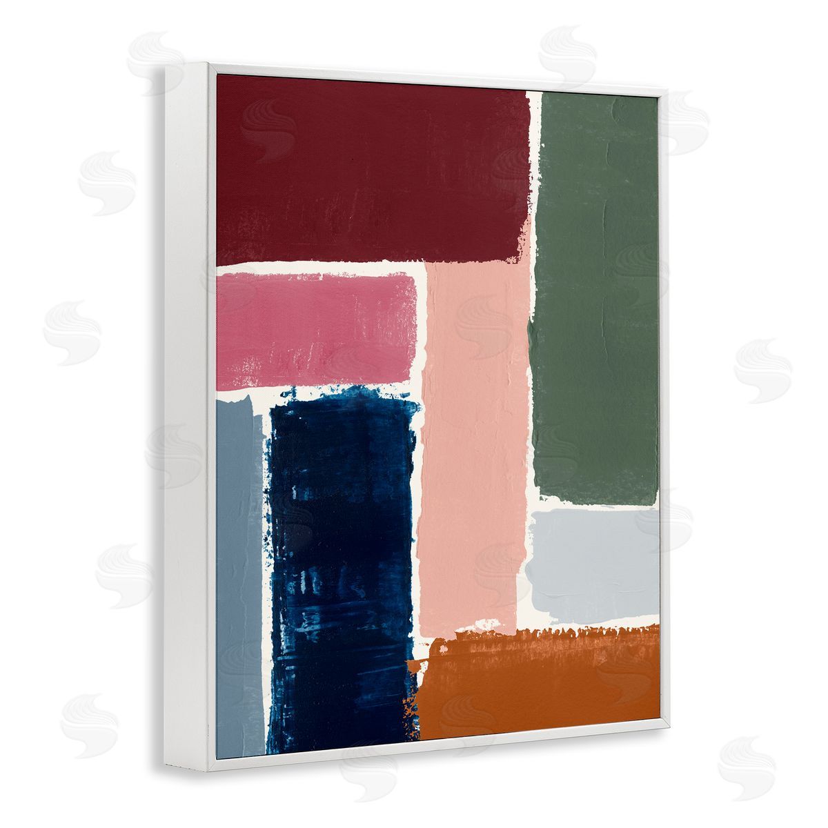 Rectangular Shapes Pattern White Frame Print Wall Art, Home Decor by Victoria Barnes