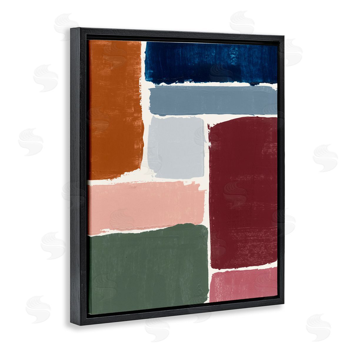 Asymmetrical Shapes Pattern Black Floating Frame Canvas Wall Art, Home Decor by Victoria Barnes