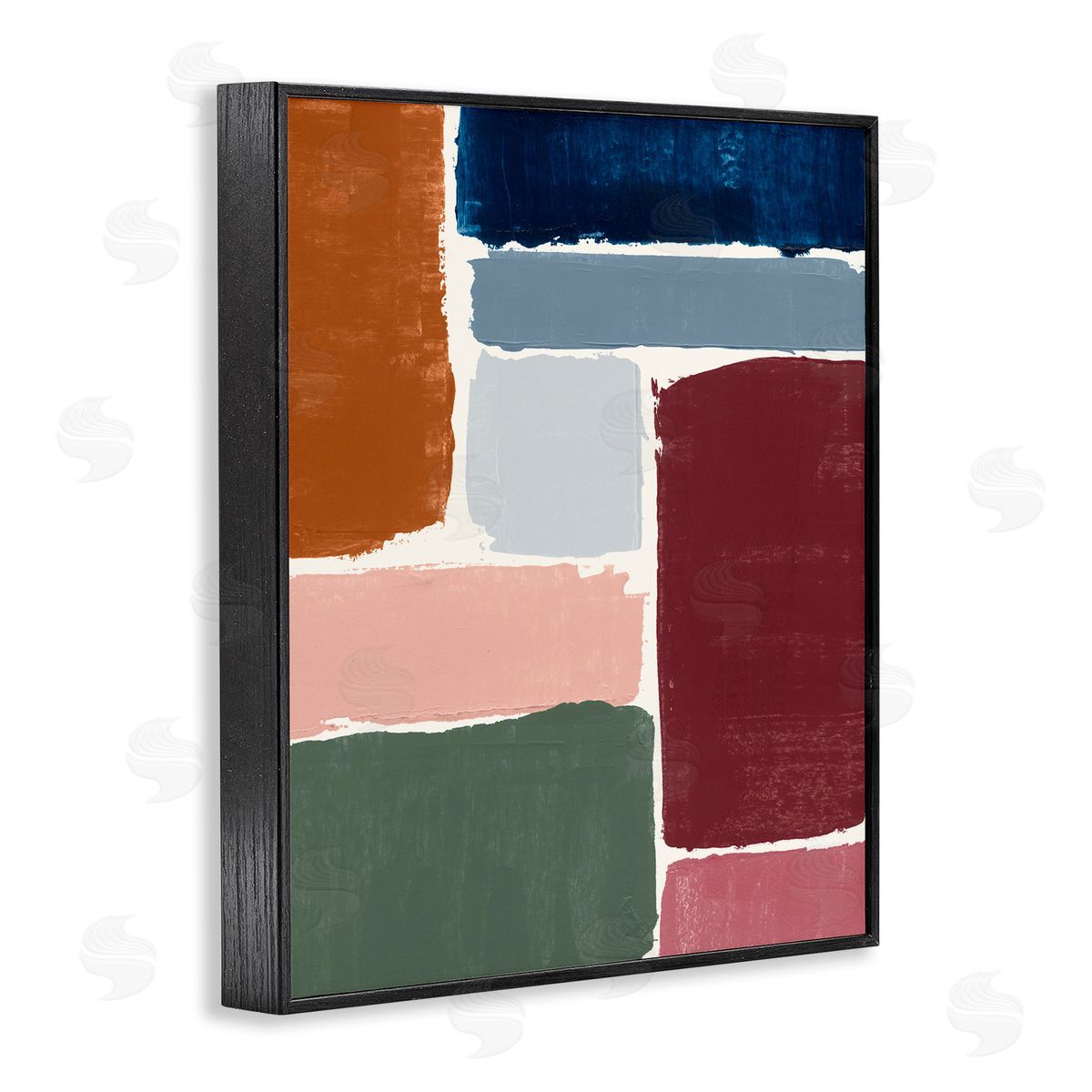 Asymmetrical Shapes Pattern Black Frame Print Wall Art, Home Decor by Victoria Barnes