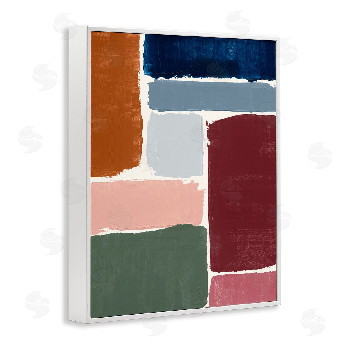 Asymmetrical Shapes Pattern White Frame Print Wall Art, Home Decor by Victoria Barnes