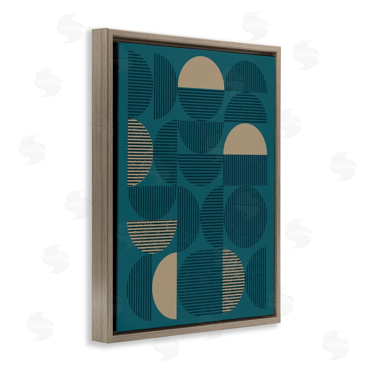 Deco Arches Blue and Beige Brown Floating Frame Canvas Wall Art, Home Decor by Vision Studio