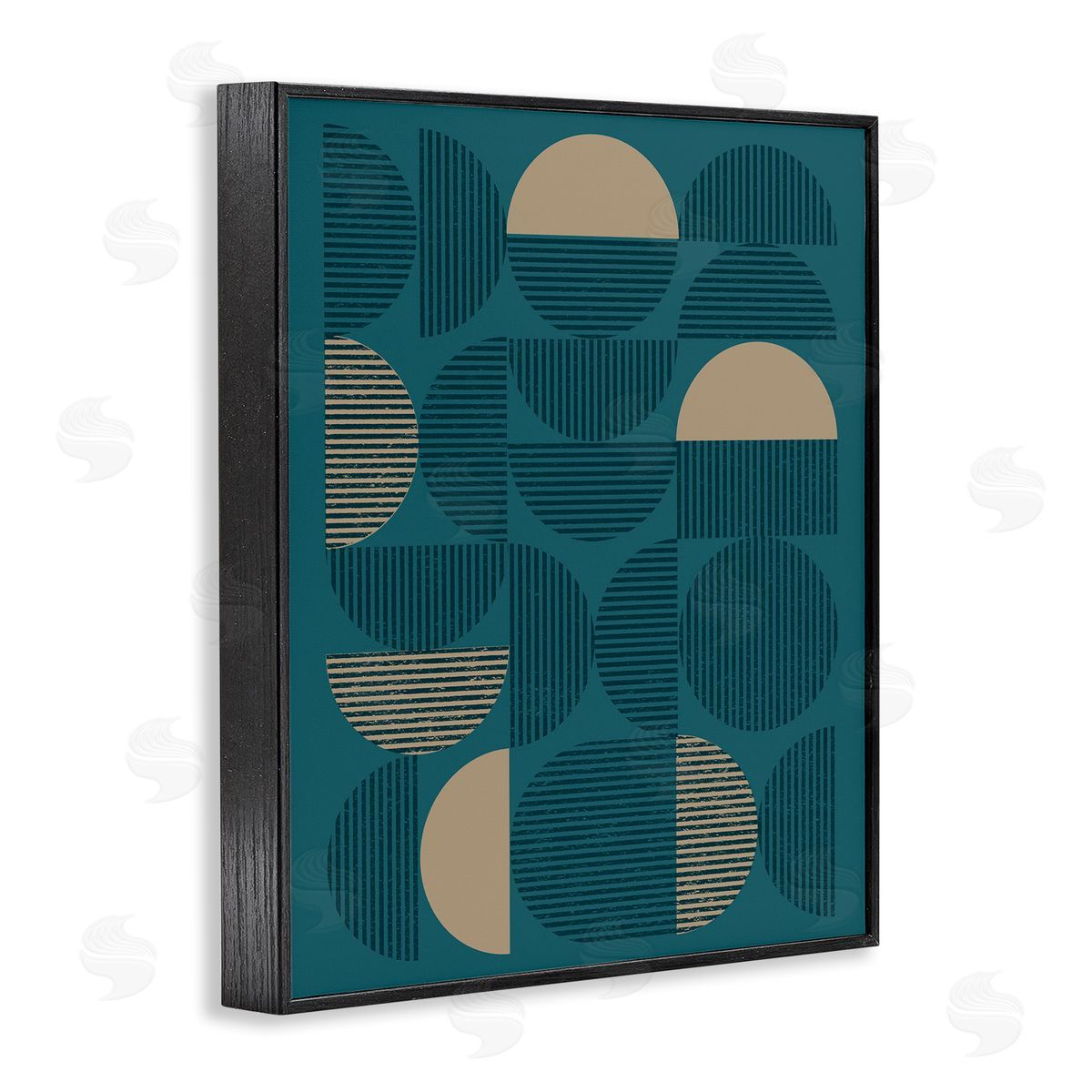 Deco Arches Blue and Beige Black Frame Print Wall Art, Home Decor by Vision Studio