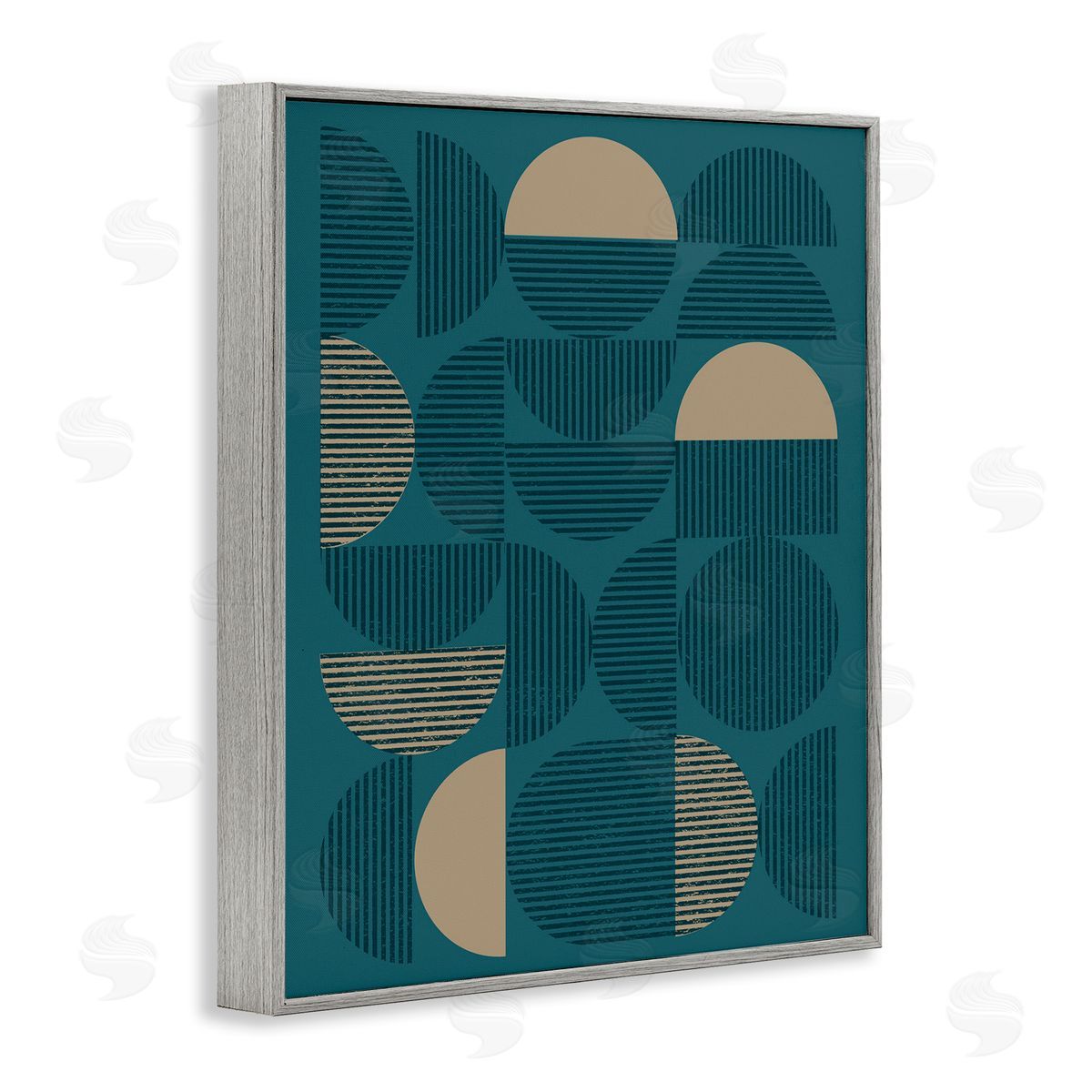Deco Arches Blue and Beige Grey Frame Print Wall Art, Home Decor by Vision Studio