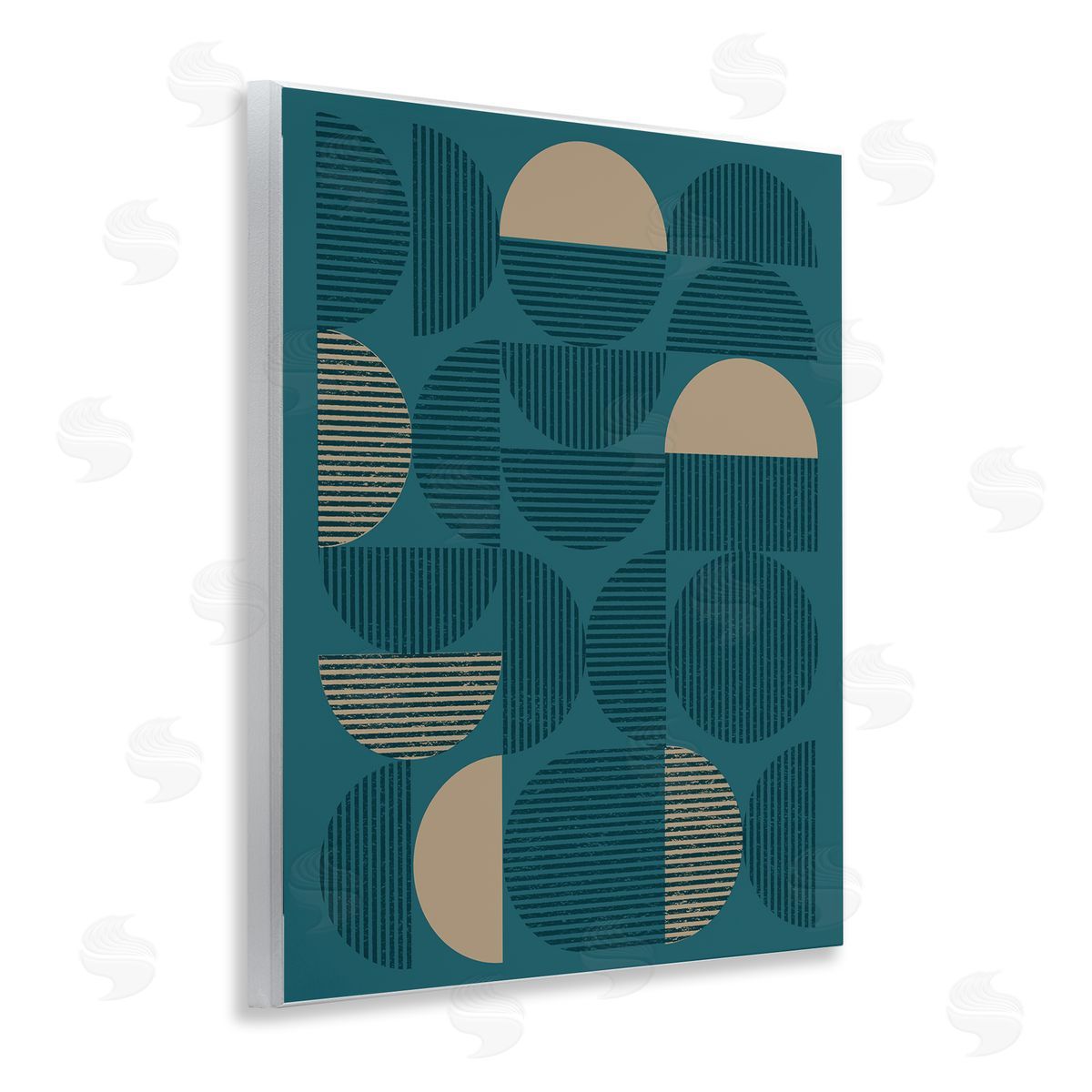 Deco Arches Blue and Beige Wood Plaque Wall Art, Home Decor by Vision Studio