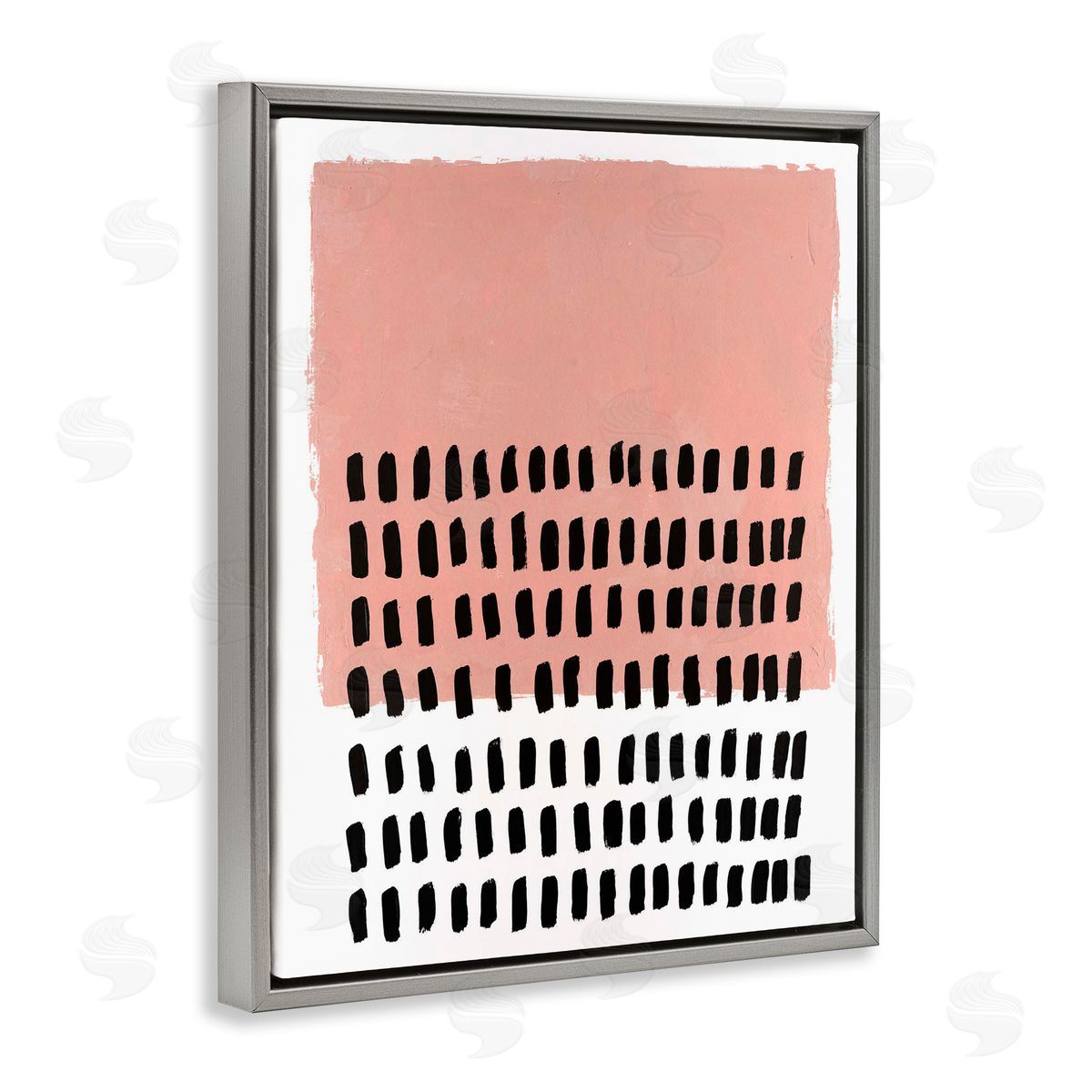 Pink Dotted Pattern Grey Floating Frame Canvas Wall Art, Home Decor by Michael Willett