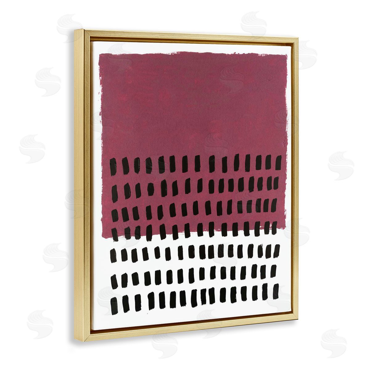 Red Dotted Pattern Gold Floating Frame Canvas Wall Art, Home Decor by Michael Willett