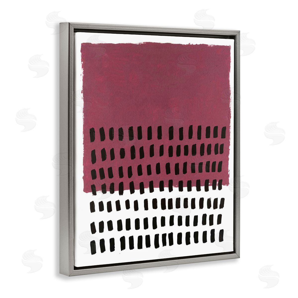 Red Dotted Pattern Grey Floating Frame Canvas Wall Art, Home Decor by Michael Willett