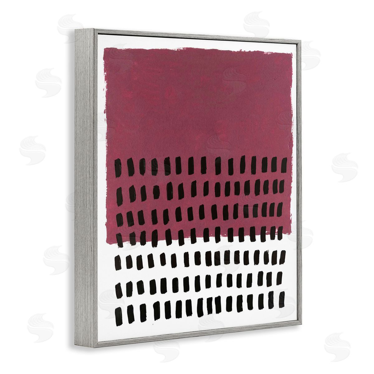 Red Dotted Pattern Grey Frame Print Wall Art, Home Decor by Michael Willett