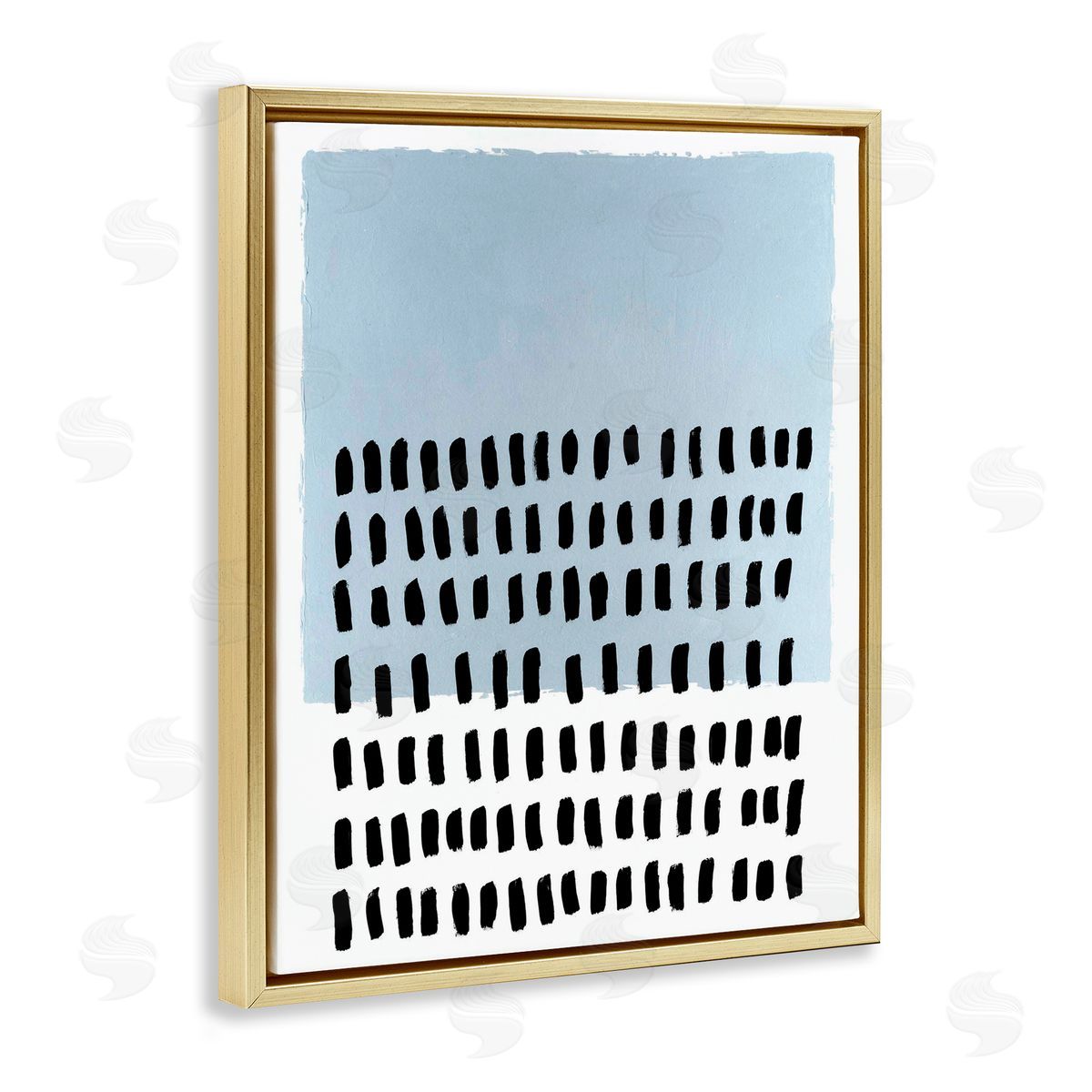 Blue Dotted Pattern Gold Floating Frame Canvas Wall Art, Home Decor by Michael Willett