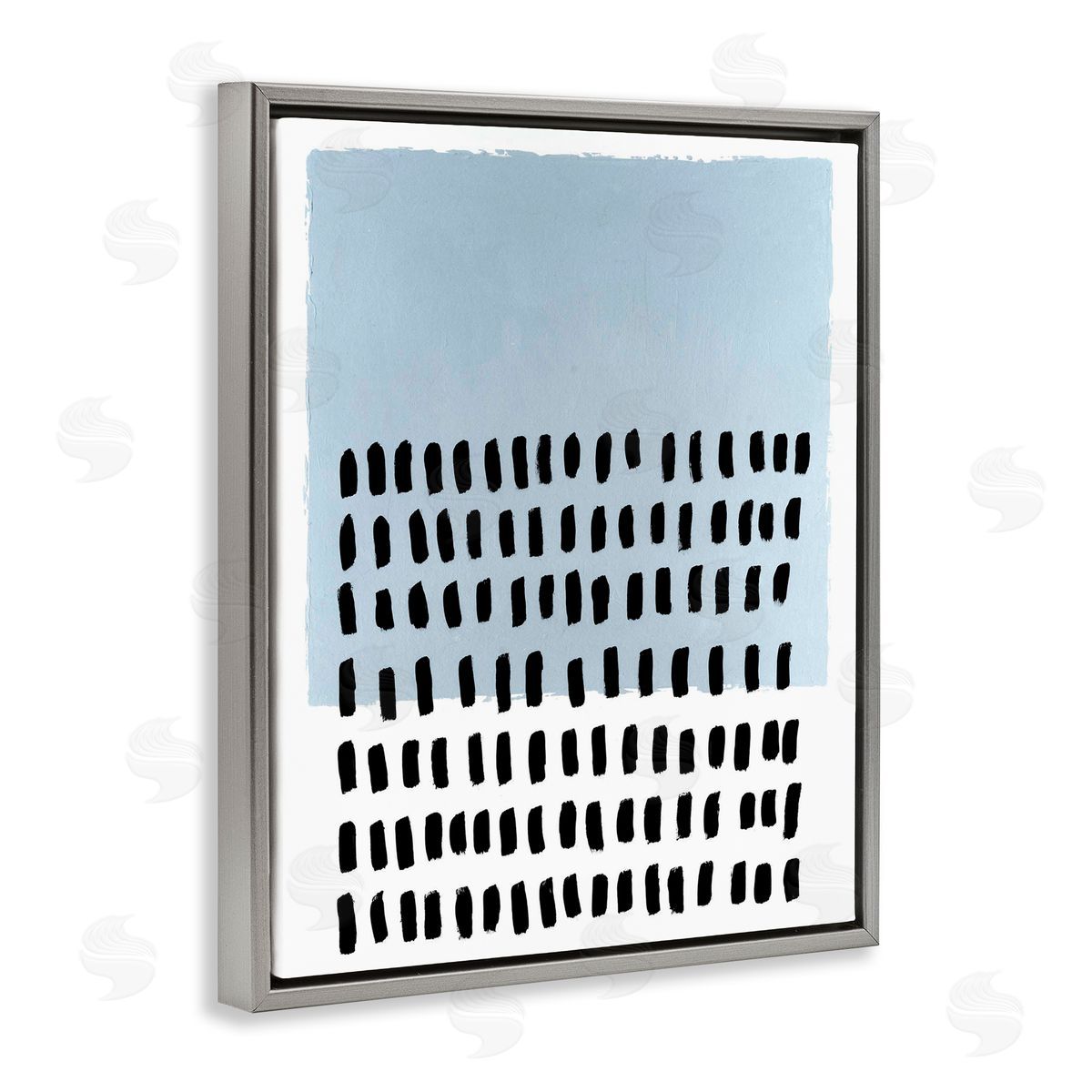 Blue Dotted Pattern Grey Floating Frame Canvas Wall Art, Home Decor by Michael Willett