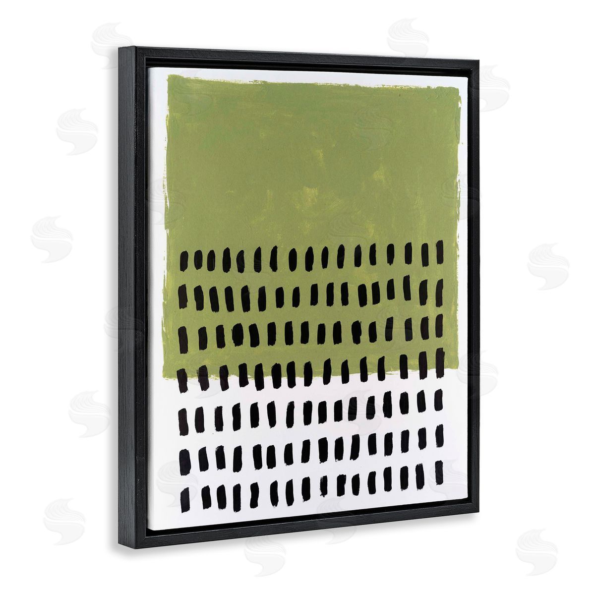 Green Dotted Pattern Black Floating Frame Canvas Wall Art, Home Decor by Michael Willett
