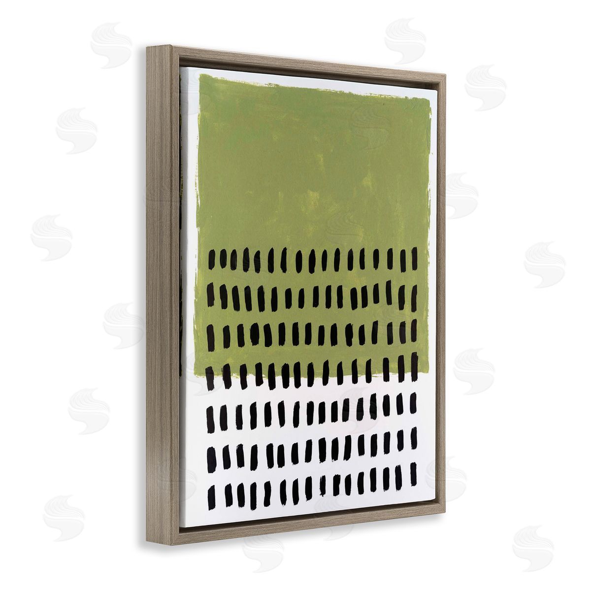 Green Dotted Pattern Brown Floating Frame Canvas Wall Art, Home Decor by Michael Willett