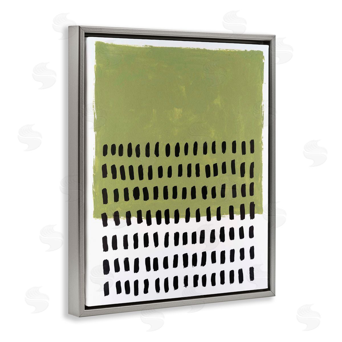 Green Dotted Pattern Grey Floating Frame Canvas Wall Art, Home Decor by Michael Willett