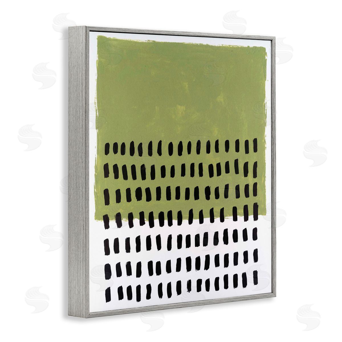 Green Dotted Pattern Grey Frame Print Wall Art, Home Decor by Michael Willett